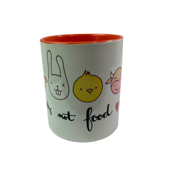 3/$20 Orca Coatings Friends Not Food Animals White Orange Ceramic Coffee Mug - Picture 2 of 7